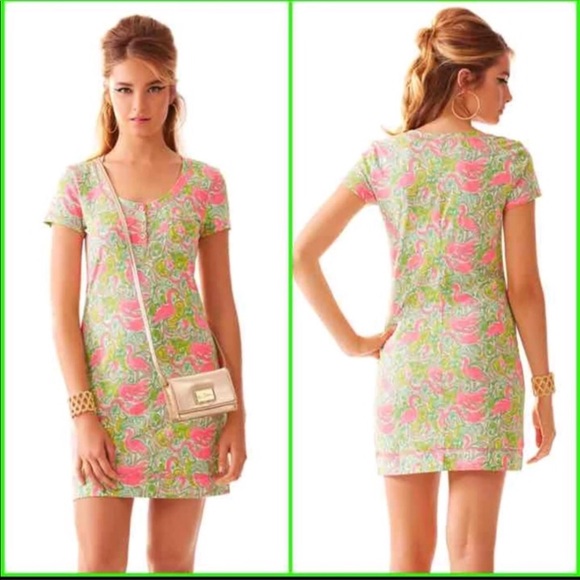 Lilly Pulitzer Hot Wings T-shirt Flamingo Dress - Picture 1 of 6